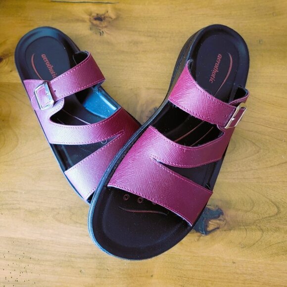 Aerothotic Red Burgundy Women's Sandals with Buckle Closure in Size 8.5 - Picture 1 of 6